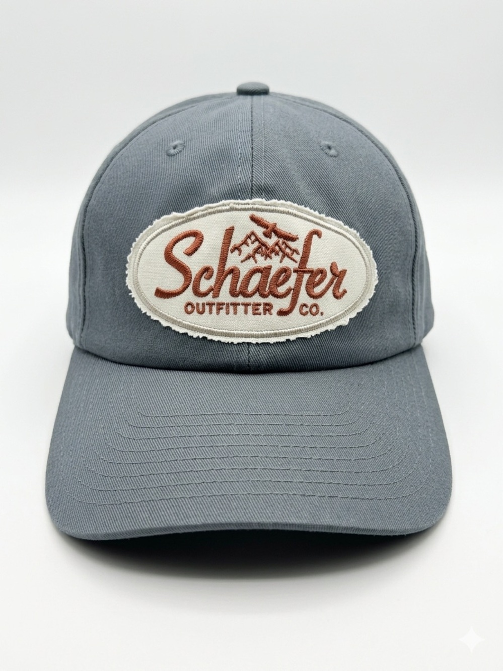 Schaefer Outfitter Co Gray Blue Strapback Hat Embroidered Logo Western Cap